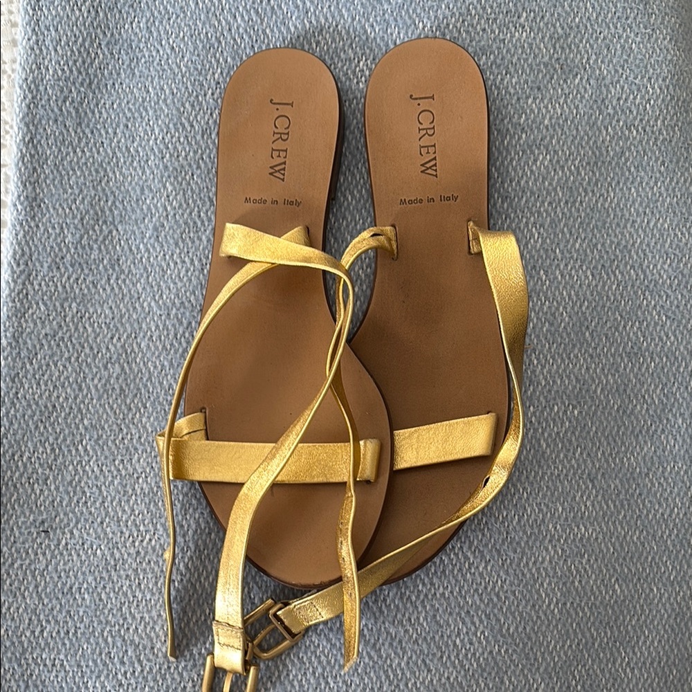 J. Crew Gold and Brown Sandals